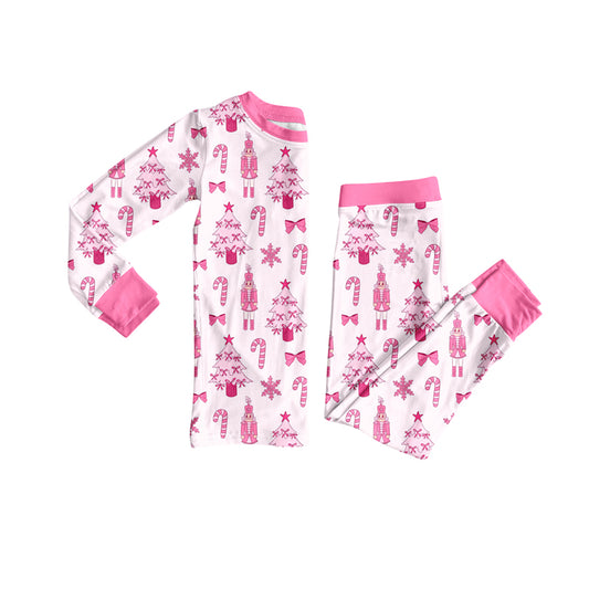Preorder (moq 5)Baby Girls Pink Long Sleeves Soldier Trees Top Pant Pajamas Set