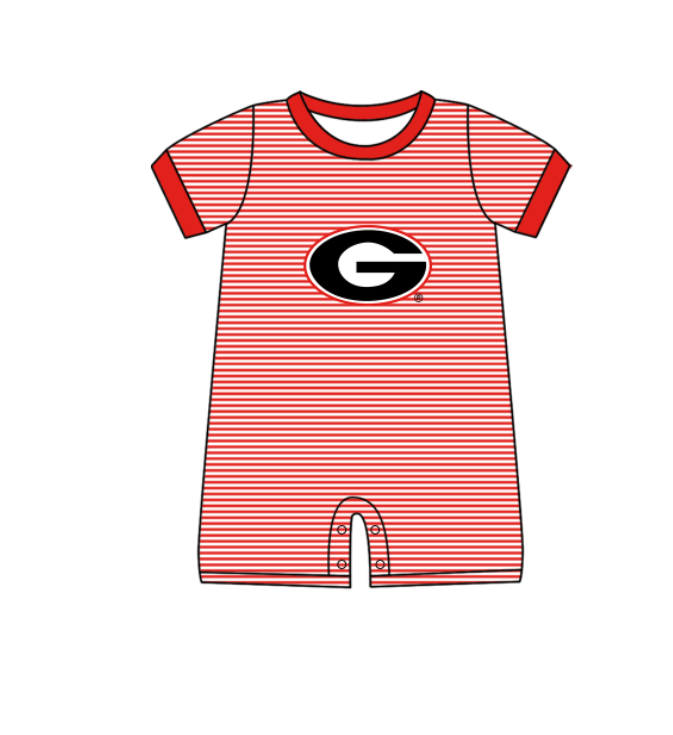 Preorder (moq 5)Baby Boys Short Sleeve G Team Stripe Rompers