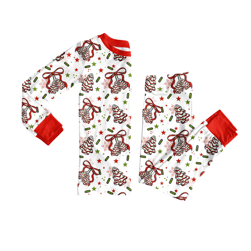 Preorder(moq 5) Baby Girls Christmas Tree Bows Top Pants Lounge Wear Pajamas Sets