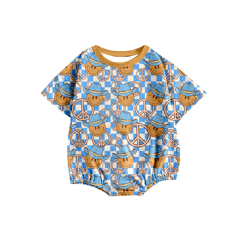 Baby Boys Smile Peace Short Sleeve Rompers preorder(moq 5)