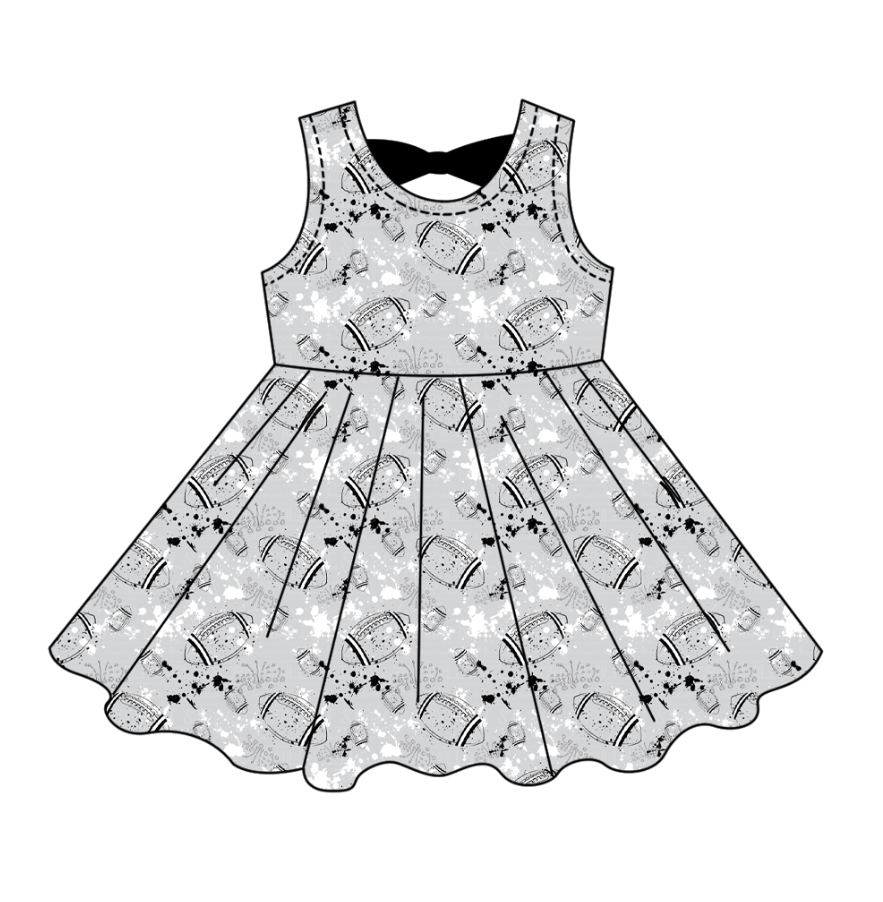 Preorder (moq 5)Baby Girls Tie-dye Footballs Print Team Shorts Knee Length Dress
