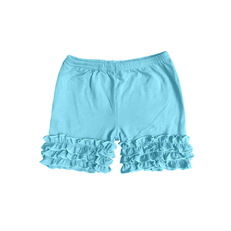 Preorder (moq 5)Baby Girls Aqua Icing Ruffle Bottoms Shorts