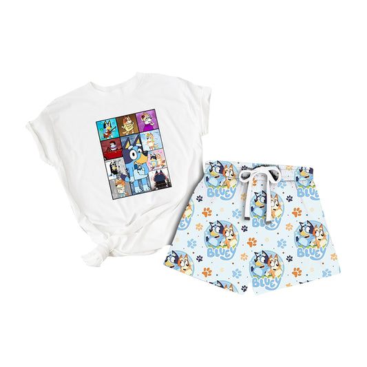 Baby Girls Dogs White Shirt Bottom Summer Shorts Clothes Sets preorder(moq 5)