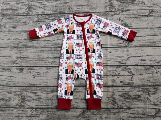 Baby Infant Kids Trump Flag Zip Rompers preorder split order Nov 21st