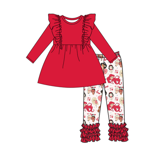 Baby Girls Red Tunic Top Princess Legging Pants Clothes Sets preorder(MOQ 5)