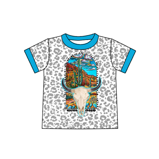 Preorder (moq 5)Baby Kids Western Leopard Cactus Cow Tee Shirts Tops