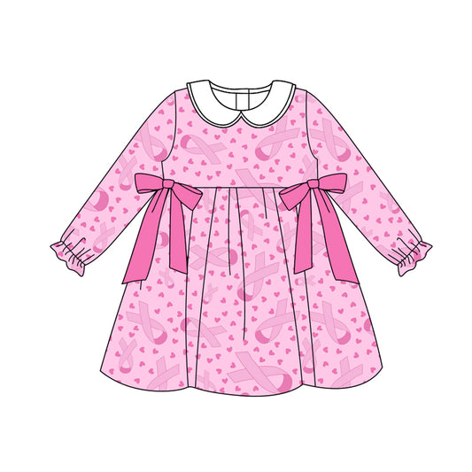 Preorder (moq 5)Baby Girls Wear Pink In Oct Bows Knee Length Dresses