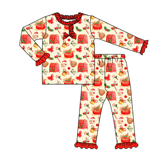Preorder (moq 20)Baby Girls Bamboo Gifts Candy Cane Christmas Pajamas Sets