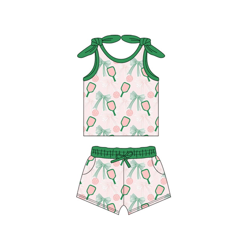 Preorder moq 5 Baby Girls Bows Sleeveless Bows Popsicle Top Pockets Short Set