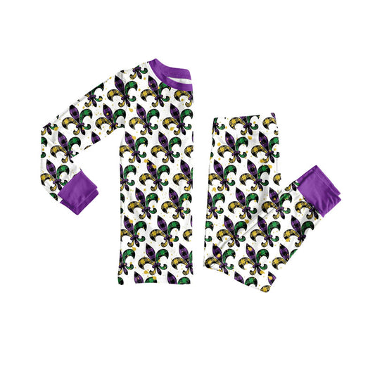 Preorder (moq 5)Baby Boys Anchors Checked Top Pants Mardigras Pajamas Sets