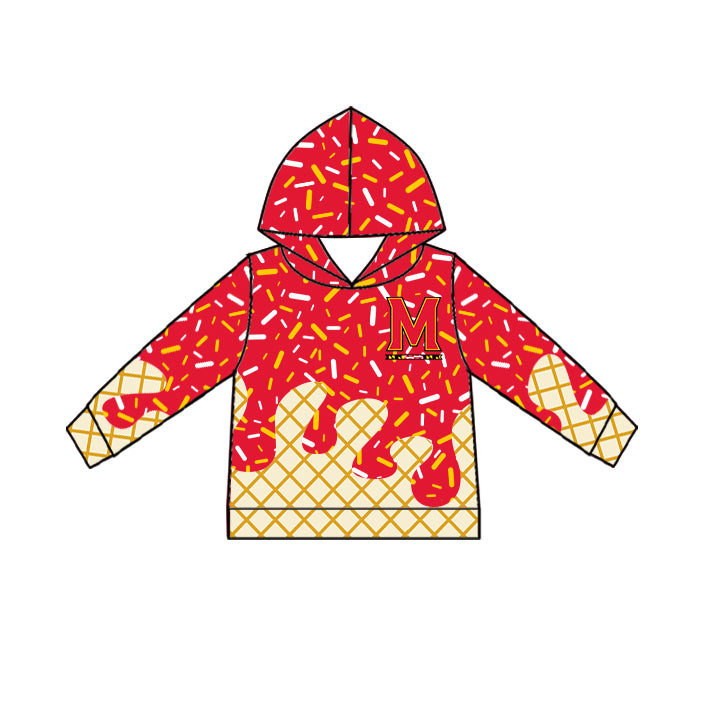 Preorder (moq 5)Baby Boys Long Sleeves Red M Drip Team Hoodies Top