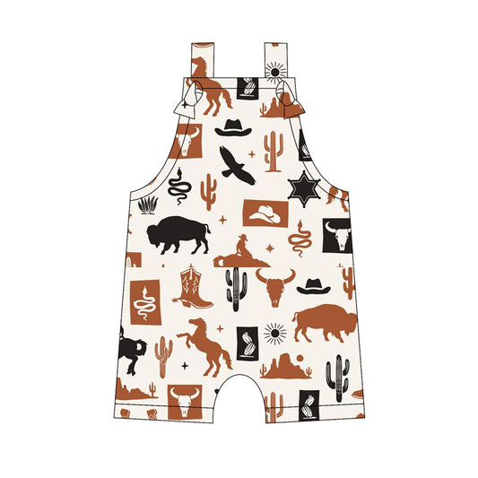 Preorder moq 5 Baby Boys Straps Cowboys Rodeo Rompers