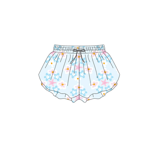 Preorder (moq 5)Baby Girls Blue Flowers Starfishes Ruffle Shorts Bottom