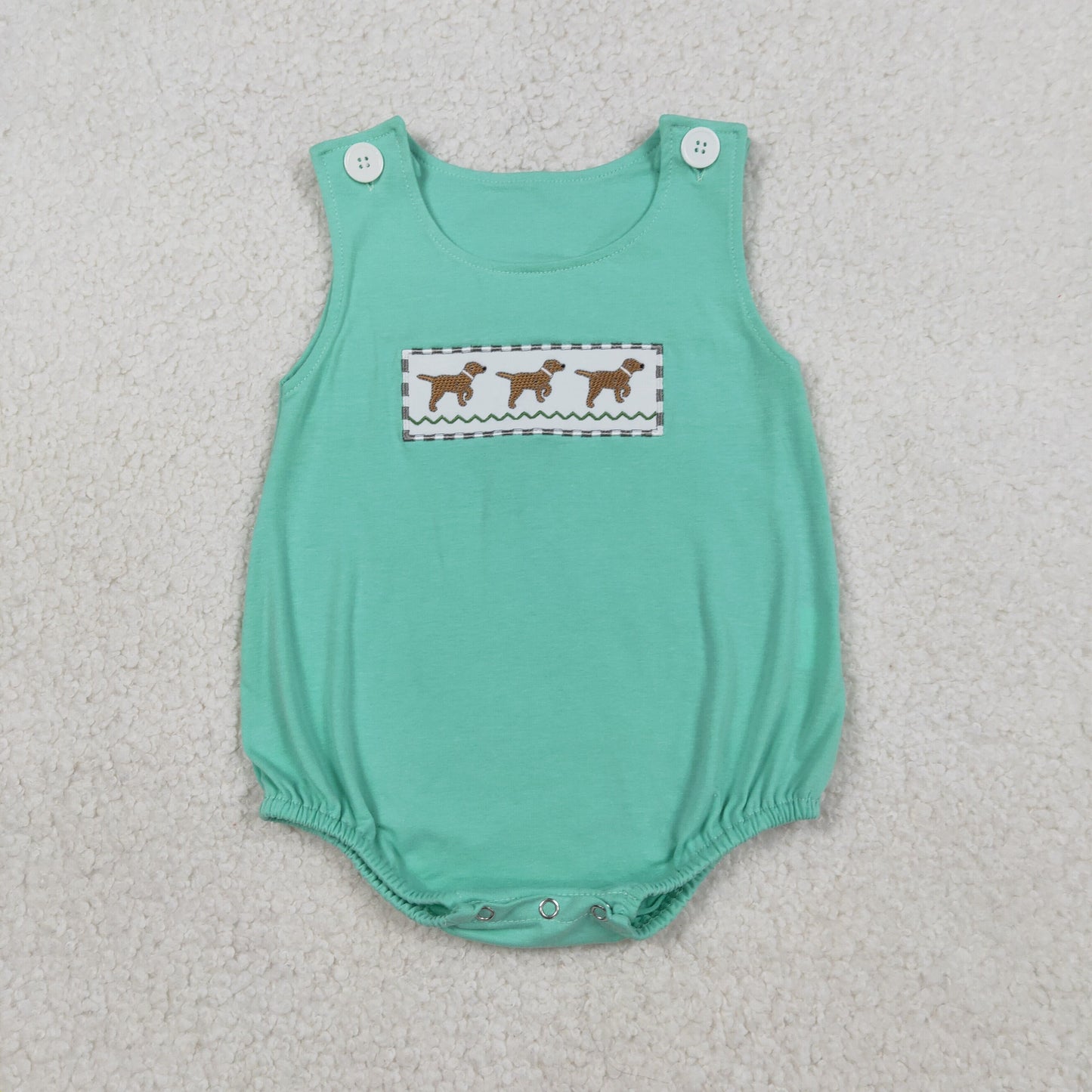 Embroidery Dogs Baby Boys Sleeveless Hunting Rompers