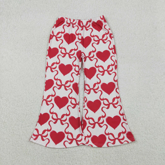 Baby Girls Red Bows Hearts Checked Valentines Flare Pants Bottom