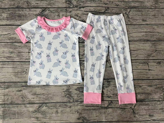 Baby Girls Easter Bunny Short Sleeve Tee Pants Pajamas Clothes Sets