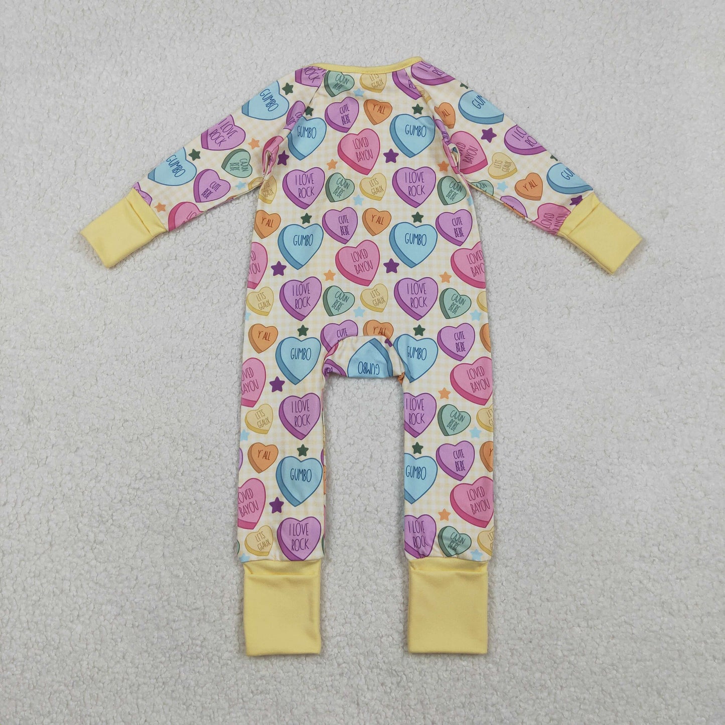 Baby Girls Colorful Hearts Stars Valentine Two Way Zip Converbitle Rompers