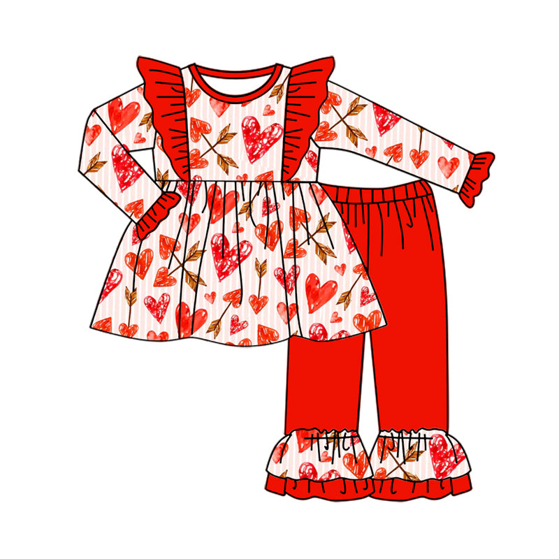 Baby Girls Valentines Hearts Arrows Top Pants Clothes Sets preorder(MOQ 5)