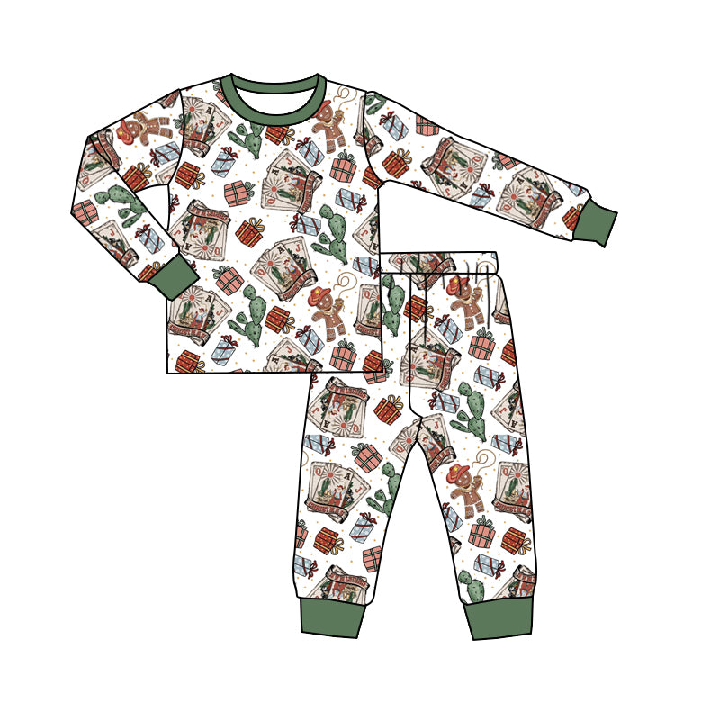 Baby Boys Christmas Cactus Gifts Top Pants Pajamas Clothes Sets Preorder(moq 5)