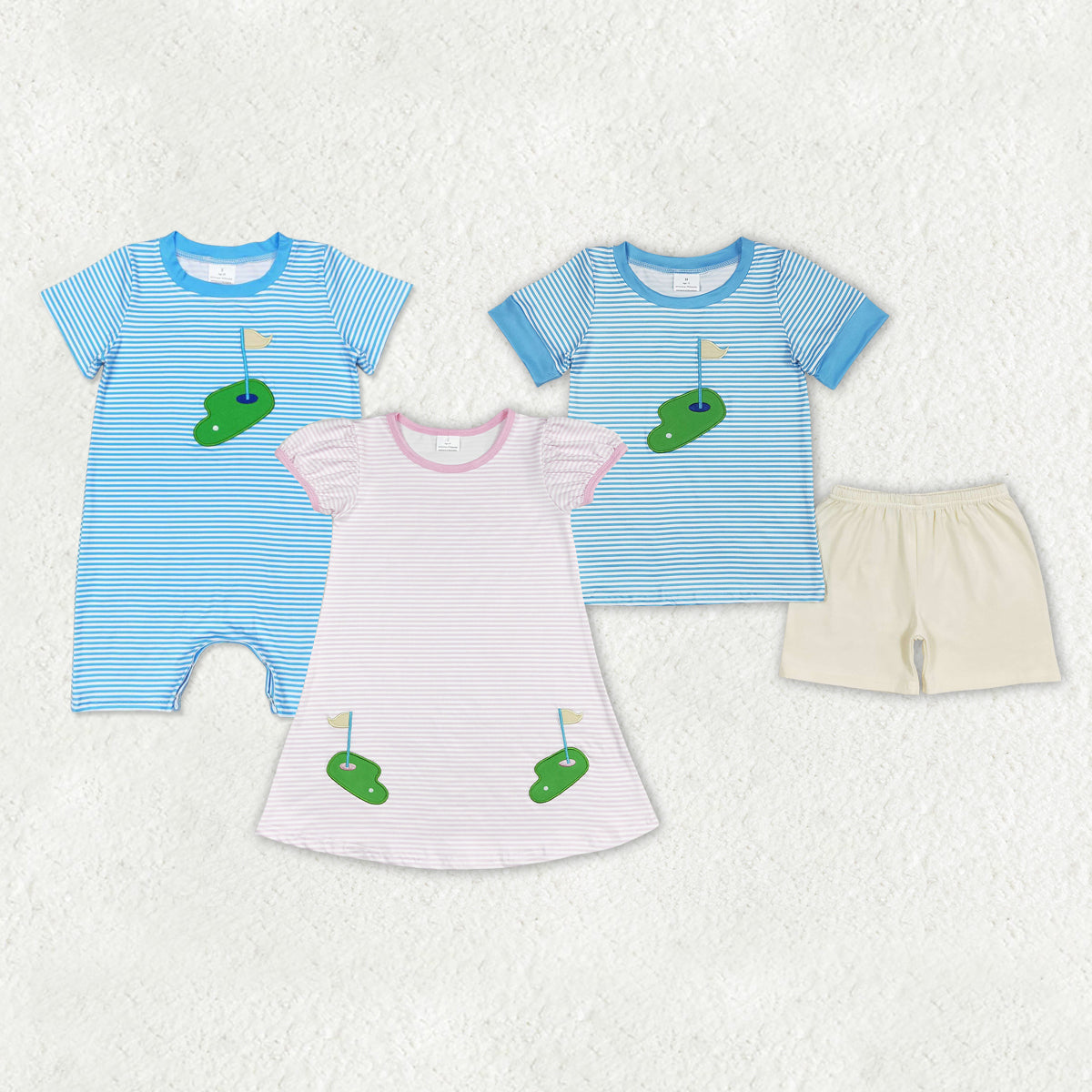 Sibling Baby Boys Girls Embroidery Golf Shorts Clothes Set Dress Rompers