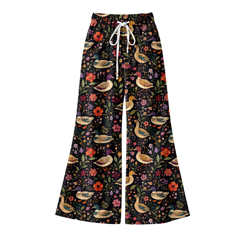 Preorder (moq 5) Baby Girl Clothes Vintage Duck Floral Allover Print Drawstring Flare Pants