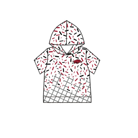 Preorder (moq 5)Baby Boys Short Sleeve Sprinkles Arkansas Team Hoodies Top