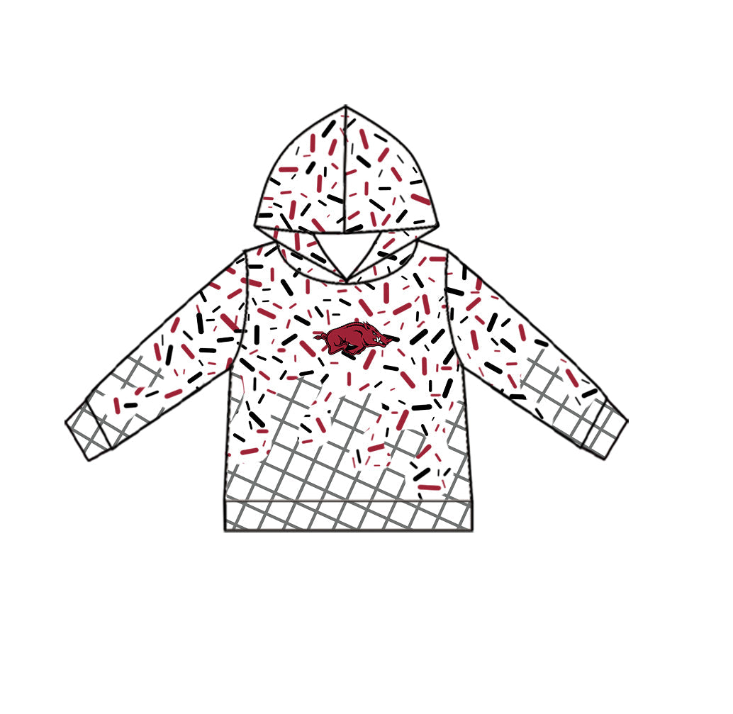 Preorder (moq 5)Baby Boys Long Sleeve Sprinkles Arkansas Team Hoodies Top