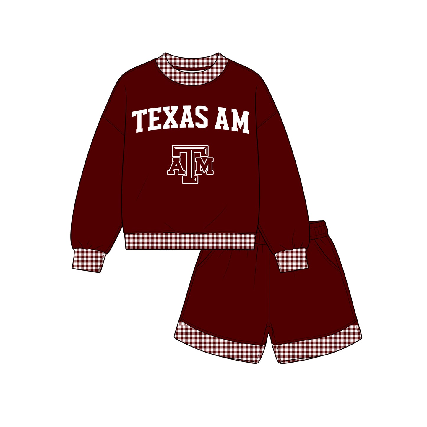 Preorder (moq 5)Baby Girls Texas AM Long Sleeve Tops Shorts Clothes Sets