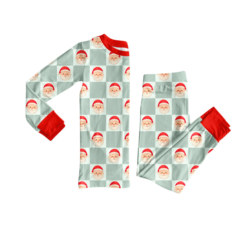 Preorder (moq 20)Baby Boys Bamboo Santa Checked Christmas Pajamas Sets