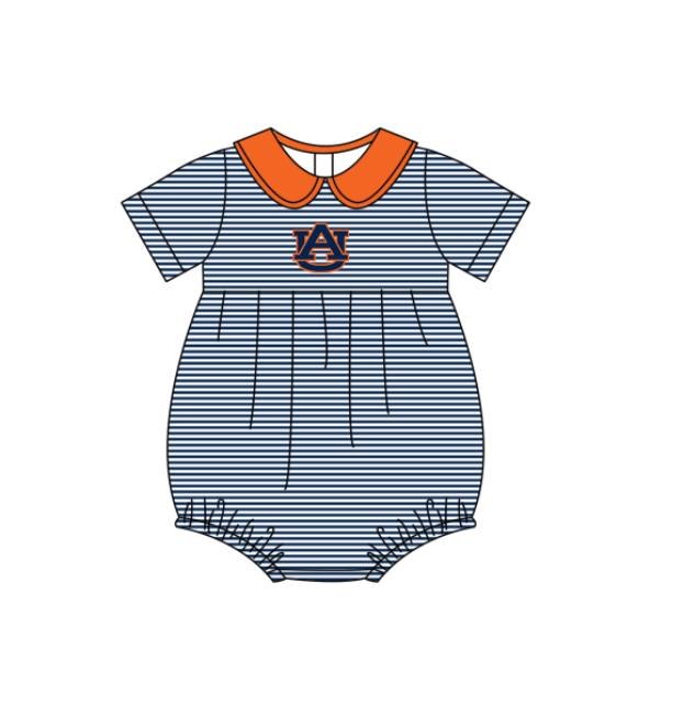 Preorder (moq 5)Baby Girls Short Sleeve AU Team Ruffle Rompers