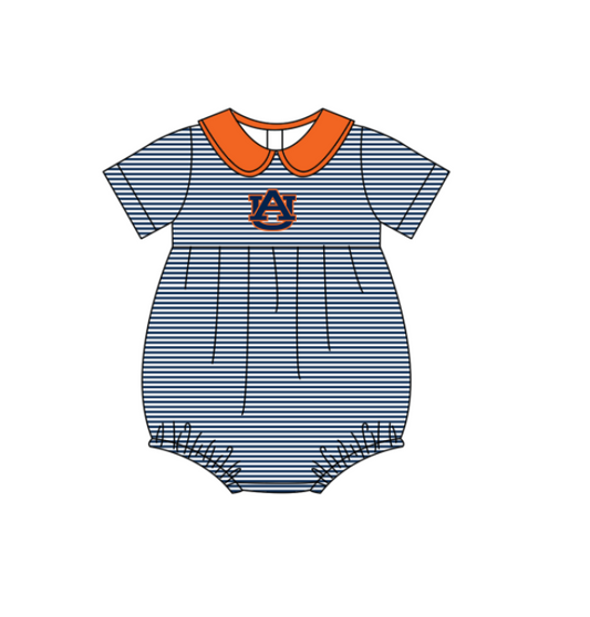 Preorder (moq 5)Baby Girls Short Sleeve AU Team Ruffle Rompers