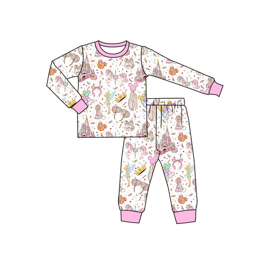 Preorder(moq 5) Baby Girls Cartoon Princess Horses Top Pants Pajamas Sets