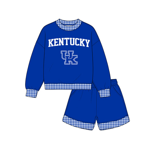 Preorder(moq 5)Baby Boys Long Sleeve Kentucky Top Pockets Shorts Team Clothes Sets