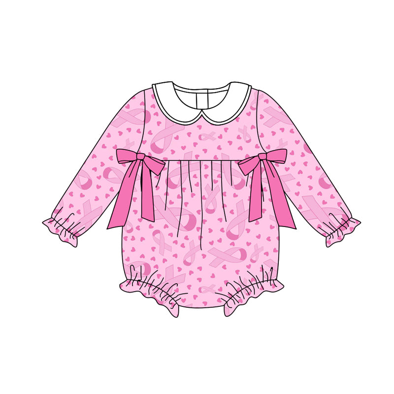 Preorder(moq 5)Baby Girls Wear Pink In Oct Bows Rompers