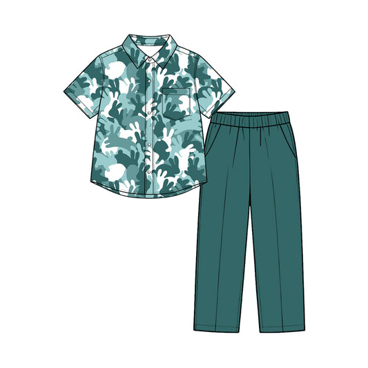Preorder(moq5) Toddler Boys Easter Outfits Bunny Animal Print Silk Milk Casual Sweatshirt Joggers 2-Piece Clothing Set
