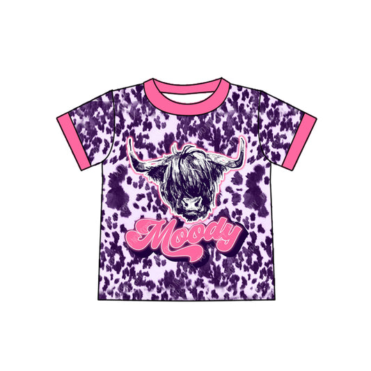 Preorder (moq 5)Baby Kids Western Leopard Moody Cow Tee Shirts Tops