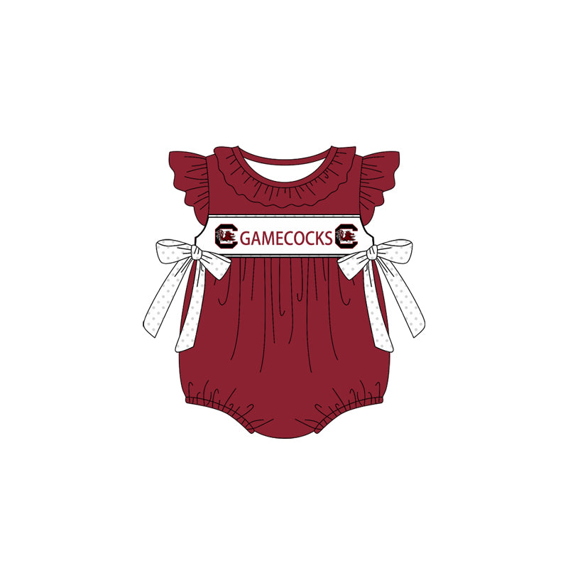 Preorder(moq 5)Baby Infant Girls Gamecocks Team Bows Rompers