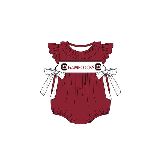 Preorder(moq 5)Baby Infant Girls Gamecocks Team Bows Rompers