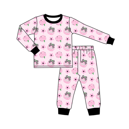 Preorder (moq 5)Baby Girls Bows Pumpkins Flowers Top Pants Fall Pajamas Set