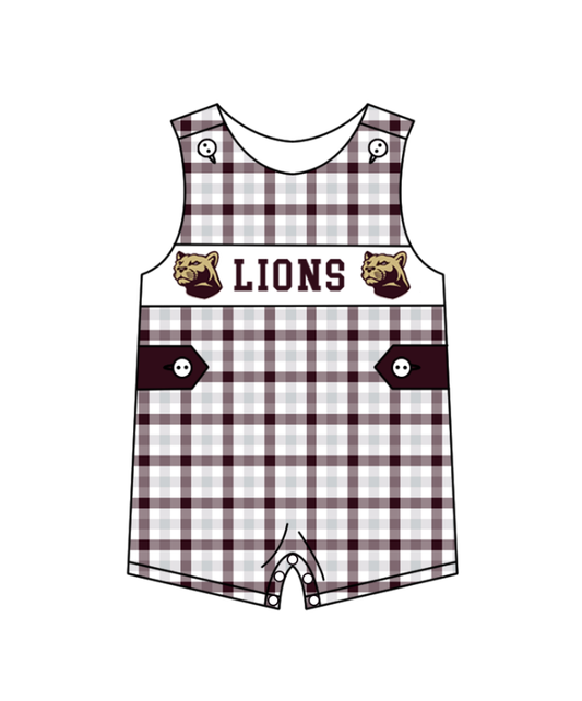 Preorder (moq 5)Baby Boys Lions Brown Checked Team Shorts Rompers