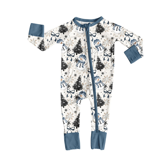 Preorder(moq 5)Baby Kids Bows Trees Snowman Zipper Pant Rompers