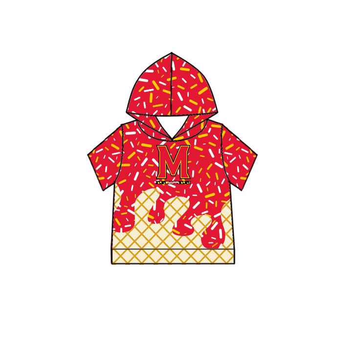 Preorder (moq 5)Baby Boys Short Sleeves Red M Drip Team Hoodies Top