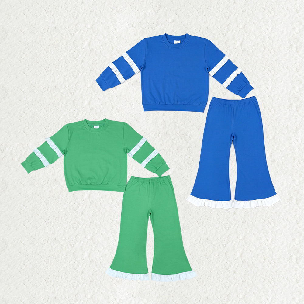 Sibling Baby Girls Ruffle Long Sleeve Shirts Tops Flare Pants Cotton Clothes Sets