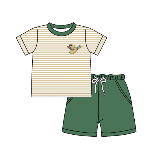 Preorder (moq 5)Baby Boys Stripes Duck Shirts Pockets Shorts Clothes Sets