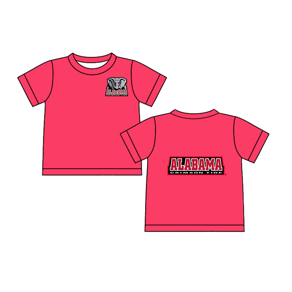Preorder (moq 5)Baby Boys Pink Short Sleeves Elephant Alabama Team Tee Shirts Top