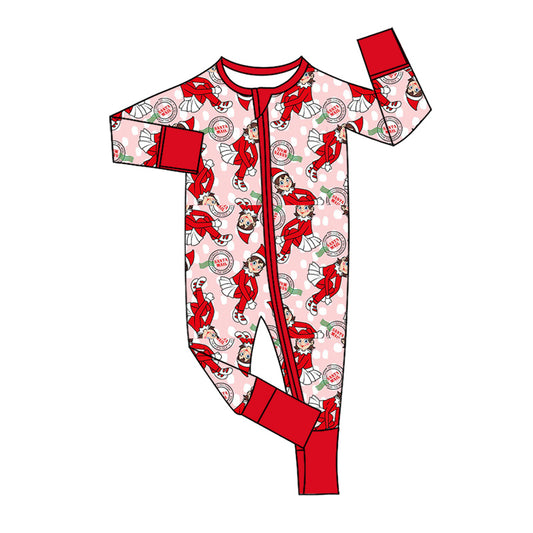 Preorder (moq 5) Baby Girls Santa Mail Christmas Two Way Zip Convertible Rompers