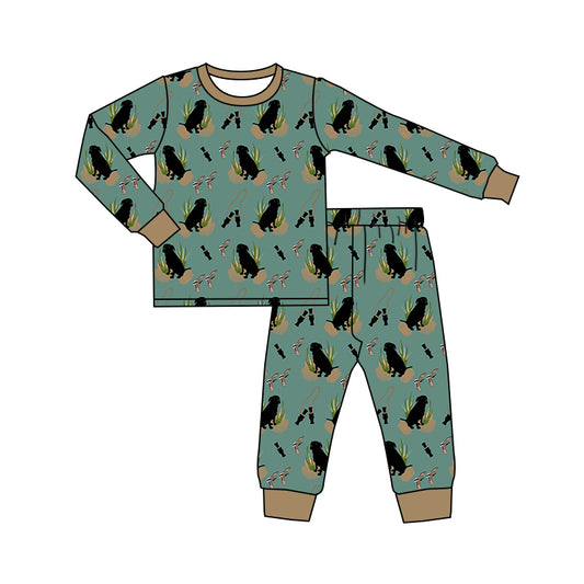Preorder (moq 5)Baby Boys Dogs Ducks Top Pant Hunting Pajamas Sets