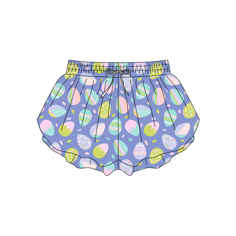Preorder moq 5 Adult Women Colorful Eggs Sprinkles Easter Ruffle Shorts Bottom