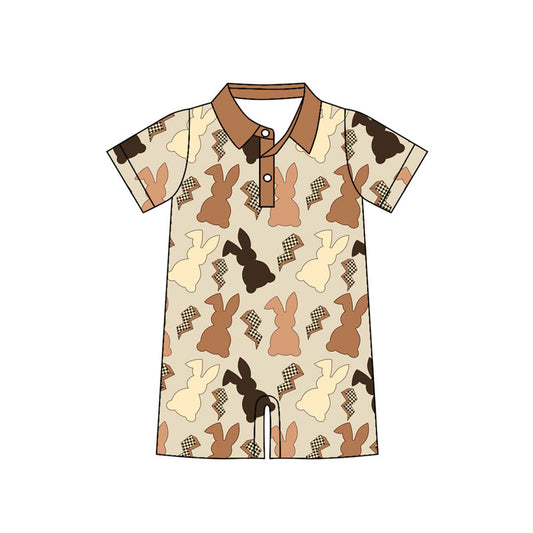 Preorder (moq 5)Baby Boys Rabbits Lightnings Button Easter Short Rompers