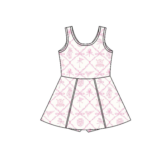 Preorder (moq 5)Baby Girls Sleeveless Bows Golf Checked Shorts Knee Length Dresses